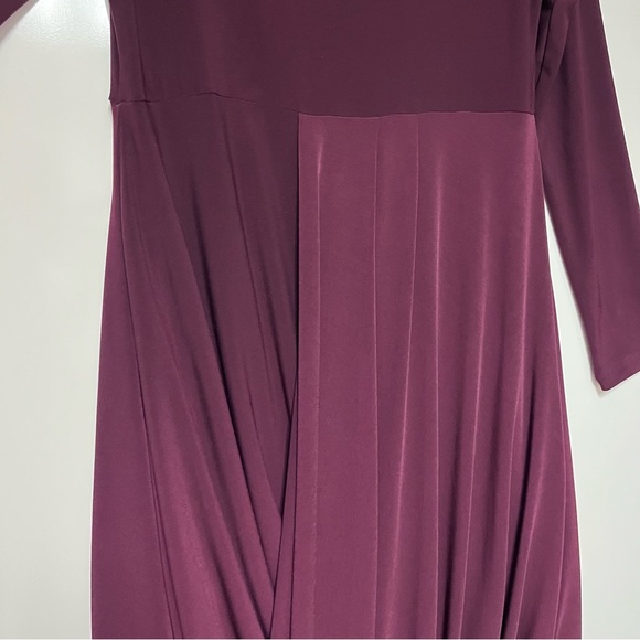 Sympli Swag Dress Midi Stretch Jersey Draped Size 10 Eggplant Red Elegant Artsy - Picture 9 of 13